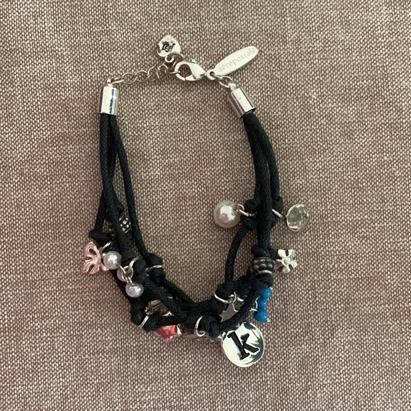 Aeropostale multi strand "K" Charm Bracelet black cord - perfect add to a bundle - Picture 7 of 7